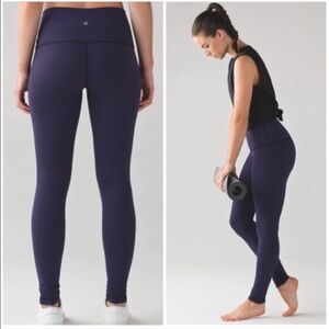 Lululemon Wunder Under (Hi-Rise) Teeny Check Black Cerulean Blue Size 6